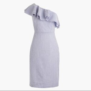 J. Crew Seersucker One Shoulder Dress Size 6